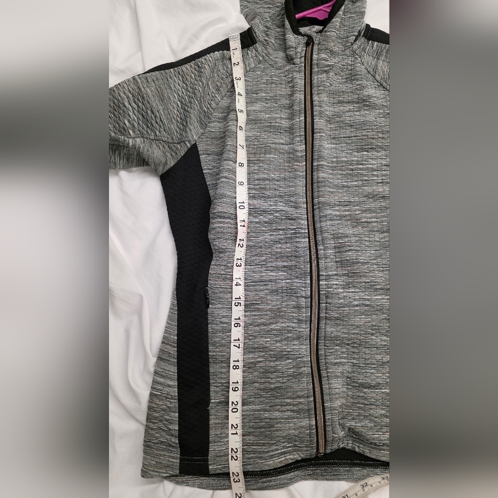 🍁Athleta Stratus Full Zip Hoodie Jacket Womens Small Gray Black Athletic - Picture 9 of 9